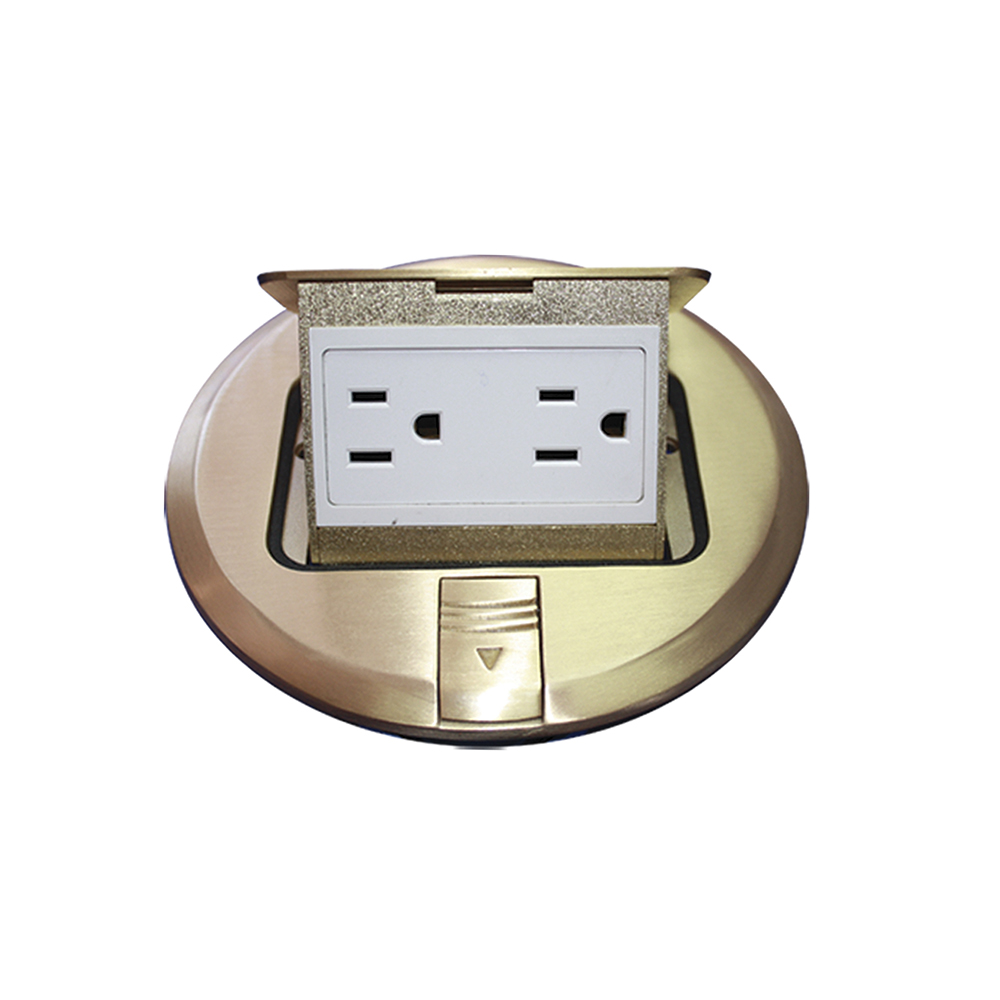 MINI CAJA DE PISO/MINI FLOOR SOCKET DE CONTACTOS RED. BRONCE